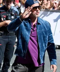 Brad Pitt San Sebastián Film Festival Suede Bomber Jacket