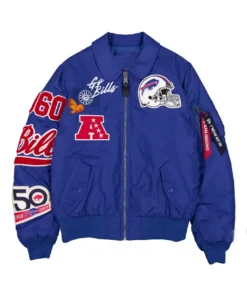 Buffalo Bills New Era x Alpha Industries Royal MA-1 Bomber Jacket Buffalo Bills New Era x Alpha Industries Royal Blue Bomber Jacket
