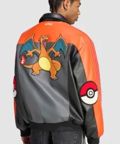 Charizard 8 Ball Pokemon x Adidas Leather Jacket in Multicolor