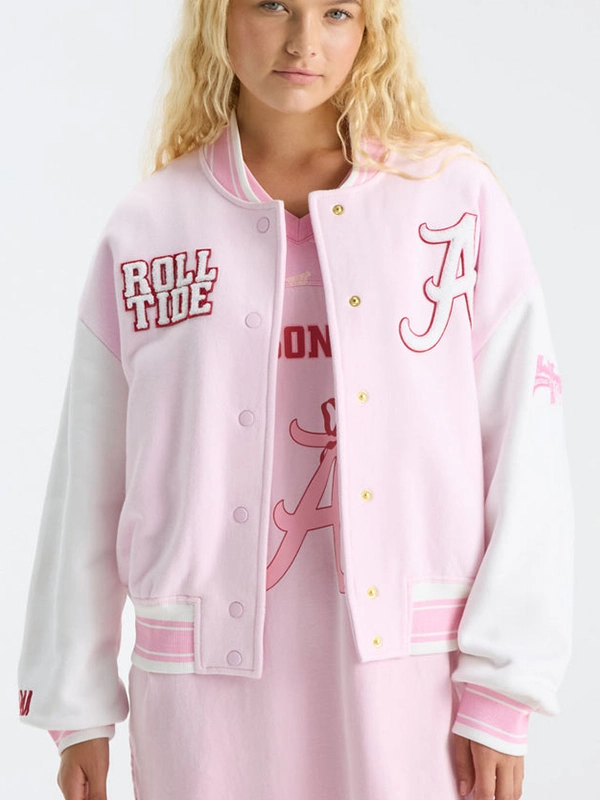 LoveShackFancy Alabama Varsity Jacket Fanatics x LoveShackFancy Alabama Collegiate Varsity Jacket