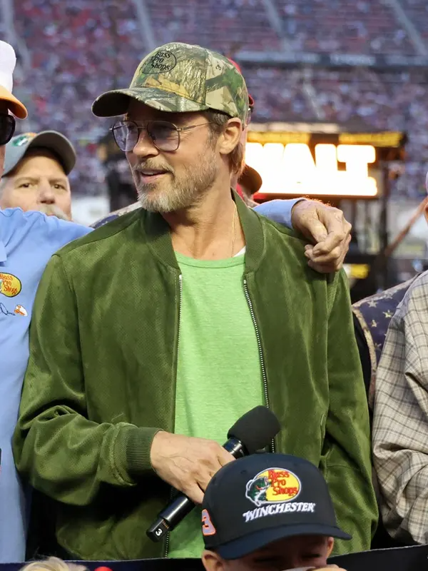 Brad Pitt NASCAR Cup Series 2026 Green Bomber Jacket Brad Pitt NASCAR Cup Series 2026 Green Bomber Jacket