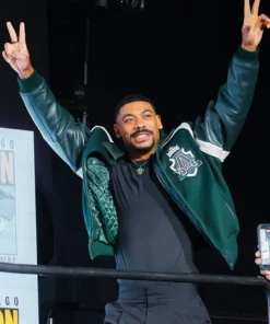 John Stewart Green Leather Varsity Jacket