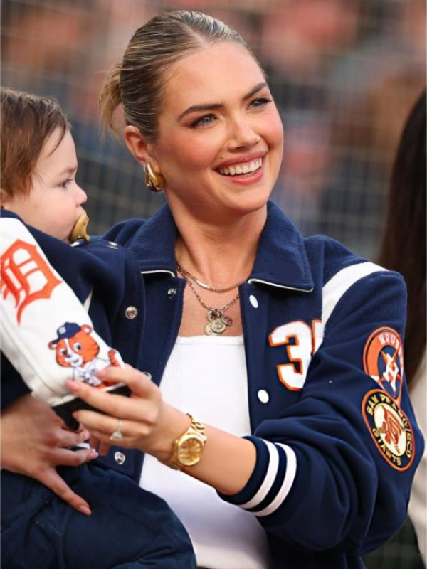 Kate Upton Detroit Tigers Jacket Justin Verlander Detroit Tigers Varsity Jacket Blue