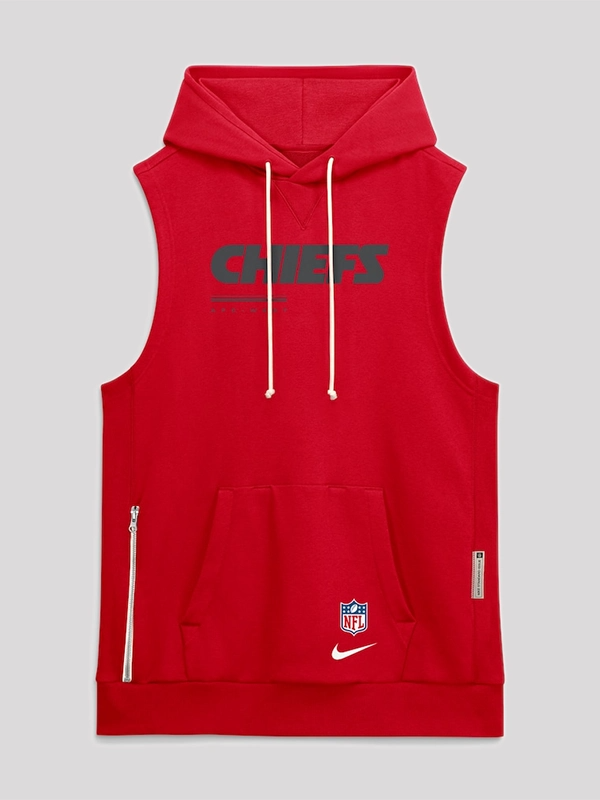 Chief 2026 Sideline Sleeveless Hoodie Kansas City Chiefs Nike 2026 Sideline Dri FIT Sleeveless Hoodie