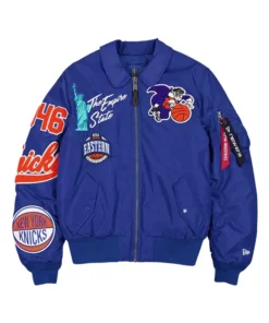 Knicks New Era x Alpha Industries MA-1 Bomber Jacket Royal Blue