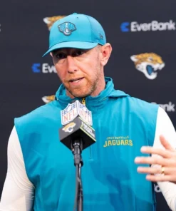 Liam Coen 2026 Jacksonville Jaguars Vest Liam Coen 2026 Jaguars Teal Blue Vest