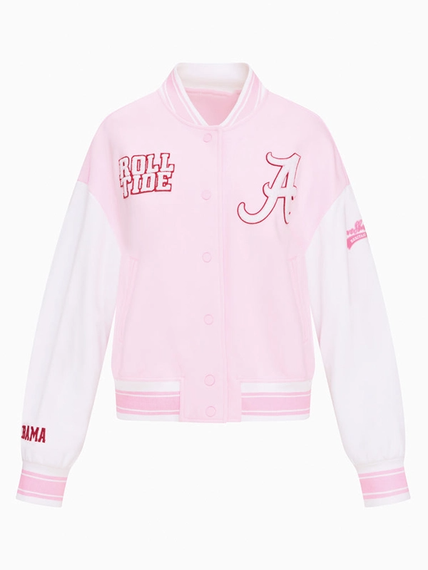LoveShackFancy Alabama Varsity Jacket LoveShackFancy Alabama Crimson Full Snap Jacket