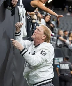 Raiders Mark Davis Bomber Jacket Mark Davis Las Vegas Raiders White Jacket