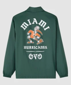 OVO University of Miami Coaches Jacket Miami Hurricanes OVO Full-Snap Coaches Jacket