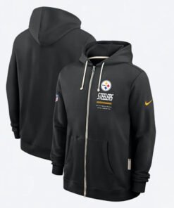 Steelers 2026 Sideline Zip-Up Hoodie Nike Pittsburgh Steelers Unisex Sideline Standard Issue Quarterback Dri FIT Scramble Full Zip Hoodie in Black