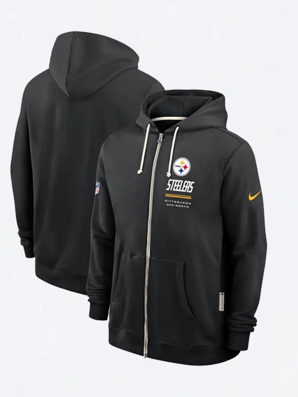 Steelers 2026 Sideline Zip-Up Hoodie Nike Pittsburgh Steelers Unisex Sideline Standard Issue Quarterback Dri FIT Scramble Full Zip Hoodie in Black
