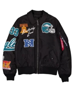 Eagles New Era x Alpha Industries MA-1 Bomber Jacket 2026 Philadelphia Eagles New Era x Alpha Industries Philadelphia Eagles Bomber Jacket