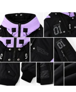 RADIO EVA x AVIREX MA-1 Jacket Radio Eva x Avirex Ma 1 Black Flight Jacket Front infograph