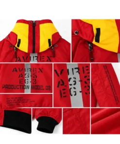 RADIO EVA x AVIREX MA-1 Jacket Radio Eva x Avirex Ma 1 Red Flight Jacket Back infograph