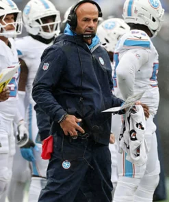 Robert Saleh 2026 Tennessee Titans Jacket Robert Saleh 2026 Tennessee Titans Blue Hooded Jacket