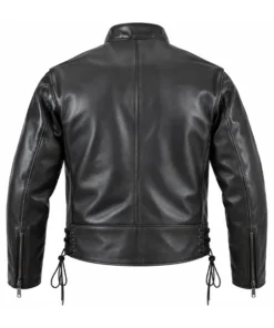Swedish Vintage Style Motorcycle Black Leather Jacket