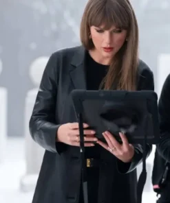 Taylor Swift Patient Zero Black Leather Coat Taylor Swift Patient Zero Black Leather Trench Coat