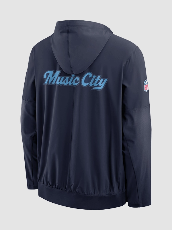 Nike Titans Rivalries 2026 Sideline Anorak Jacket Tennessee Titans 2026 Nike Rivalries Sideline Navy Blue Hooded Jacket