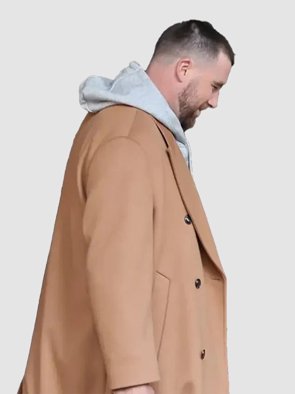 Travis Kelce NYC Brown Trench Coat Travis Kelce NYC Brown Wool Coat