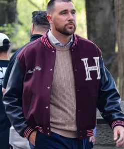 Travis Kelce Tommy Hilfiger Mixed-Media Varsity Jacket