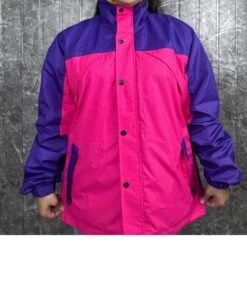 Womens Retro 90s Color Block Windbreaker Jacket Vintage Colorblock Windbreaker