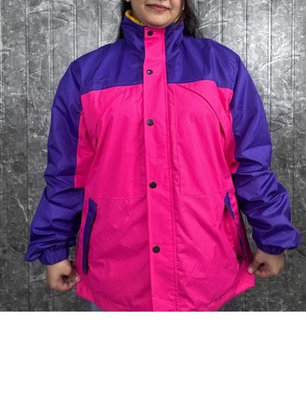 Womens Retro 90s Color Block Windbreaker Jacket Vintage Colorblock Windbreaker