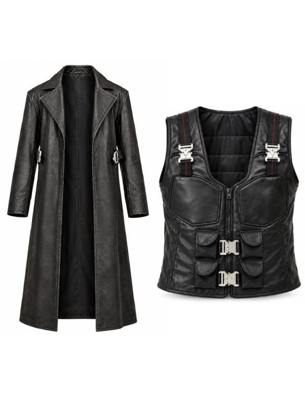 Blade Trinity Wesley Snipes Cosplay Outfit blade trinity black leather long coat tactical vest