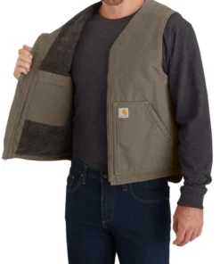 Carhartt Washed Duck Sherpa-Lined Vest Green