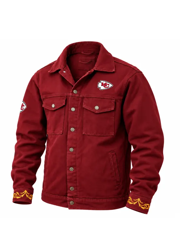 Kansas City Chiefs Pancho’s Blanket Denim Jacket Chiefs denim jacket