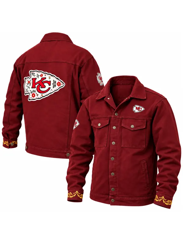 Kansas City Chiefs Pancho’s Blanket Denim Jacket Chiefs Panchos Blanket jacket red