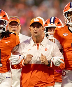 Dabo Swinney 2026 Clemson Tigers Half-Zip Jacket Clemson Tigers 2026 Dabo Swinney White and Orange Jacket