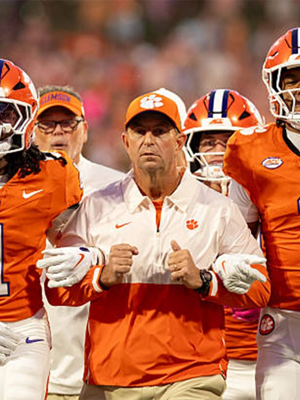 Dabo Swinney 2026 Clemson Tigers Half-Zip Jacket Clemson Tigers 2026 Dabo Swinney White and Orange Jacket
