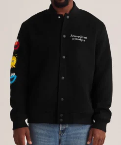 elmo sesame street black chenille sleeve jacket