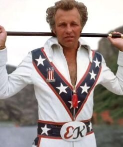 Evel Knievel Biker White Leather Jacket