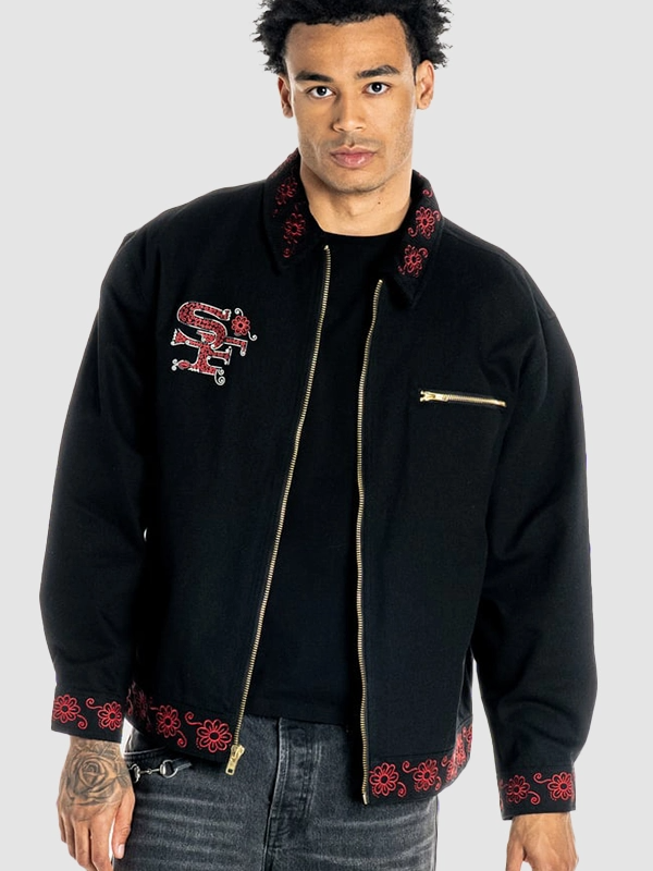San Francisco 49ers 2026 Latino Heritage Denim Jacket Forty Niners 2026 Latino Heritage Denim Jacket