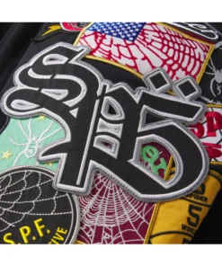 Sp5der Patchwork Hoodie king spider embroidered badge black hoodie