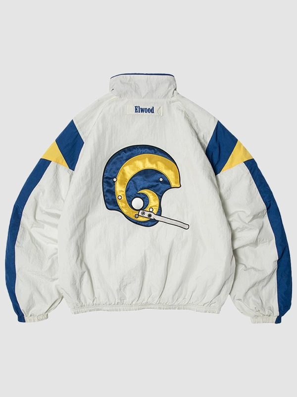 LA Rams x Elwood Windbreaker Full-Zip Jacket LA Rams x Elwood Retro Helmet Windbreaker Jacket