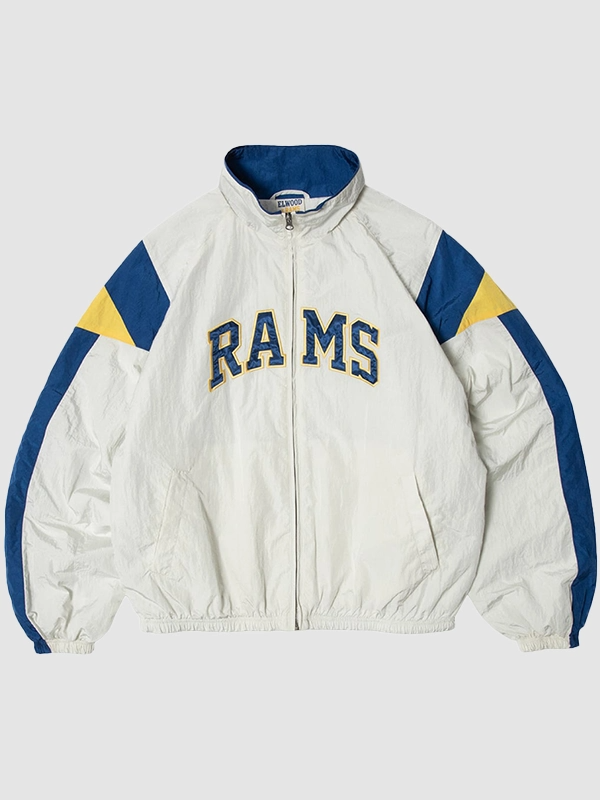 LA Rams x Elwood Windbreaker Full-Zip Jacket LA Rams x Elwood Windbreaker Off White Jacket