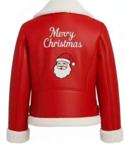 Merry Christmas Red Shearling Leather Jacket Merry Christmas Red Shearling Santa Jacket