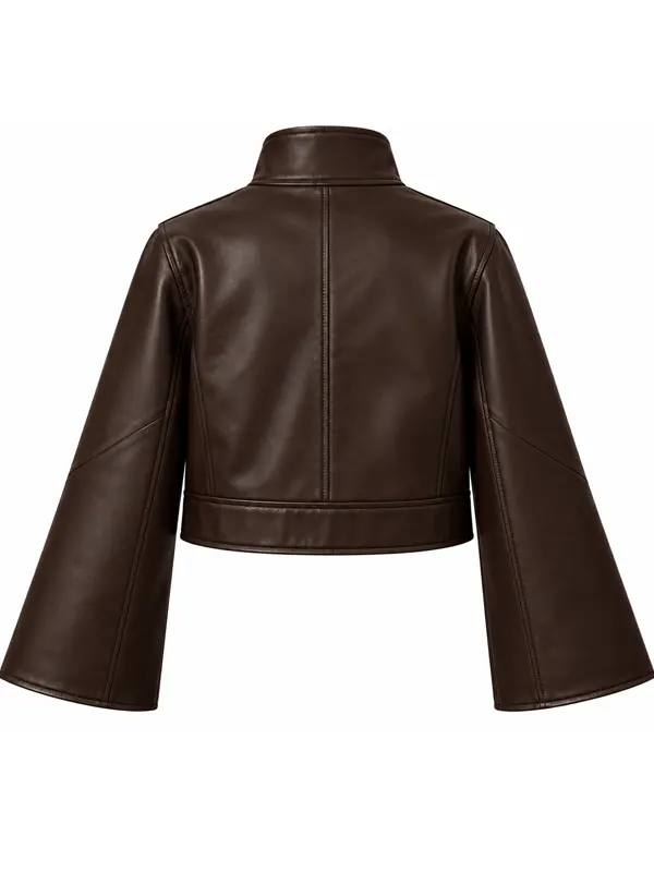 Womens Brown Leather Bomber Jacket Naomi Watts’ PFW 2026 Leather Jacket Brown