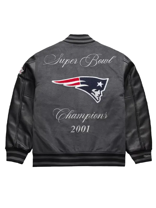 New England Patriots Legacy Made Varsity Jacket New England Patriots Legacy Made Varsity Jacket Grey