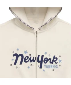 New York Yankees Star Fleece Full-Zip Hoodie New York Yankees Star Fleece Cream Hoodie