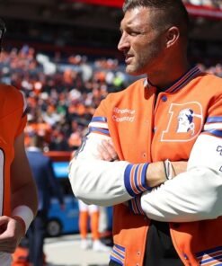 Tim Tebow 2026 Denver Broncos Varsity Jacket Orange Tim Tebow 2026 Denver Broncos Wool Varsity Jacket