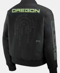 Oregon Ducks 2026 Origin of Speed Varsity Jacket Oregon Ducks 2026 Origin of Speed Black Jacket