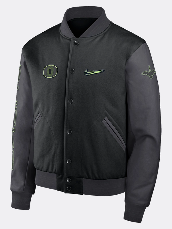 Oregon Ducks 2026 Origin of Speed Varsity Jacket Oregon Ducks 2026 Origin of Speed Full Snap Jacket