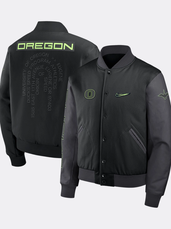 Oregon Ducks 2026 Origin of Speed Varsity Jacket Oregon Ducks 2026 Origin of Speed Varsity Jacket