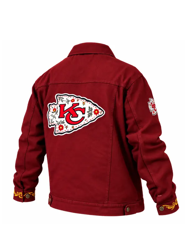 Kansas City Chiefs Pancho’s Blanket Denim Jacket Panchos Blanket Chiefs Full Button Shacket