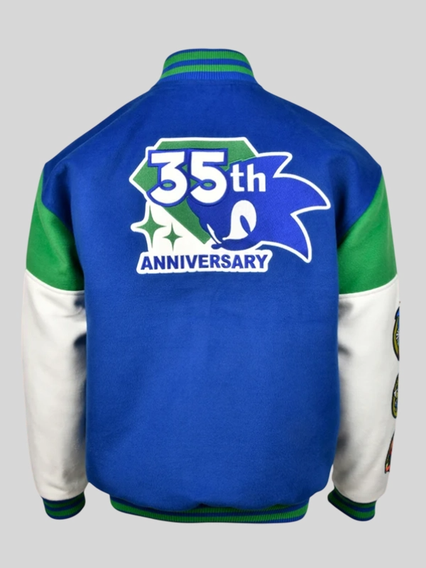 Sonic the Hedgehog 35th Anniversary Varsity Jacket Sega x Sonic the Hedgehog 35th Anniversary wool Blue Varsity Jacket