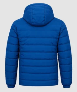 UEFA Nations League Cristiano Ronaldo Portugal Puffer Jacket UEFA National League Cristiano Ronaldo Portugal Blue Hooded Jacket