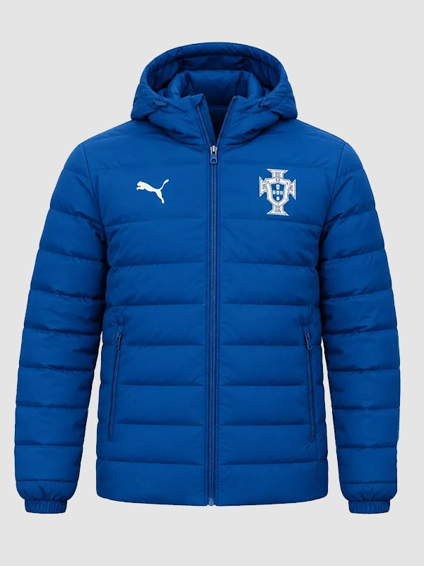 UEFA Nations League Cristiano Ronaldo Portugal Puffer Jacket UEFA Nations League Puma Blue Hooded Puffer Jacket